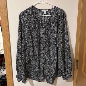 Nine West XL Black and White Spotted Blouse